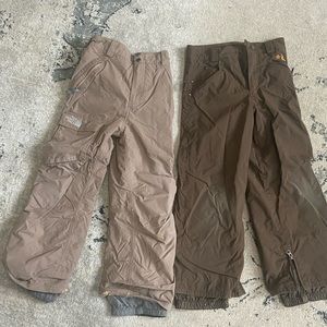 The North Face and Burton snow ski pants in kids size medium brown and tan